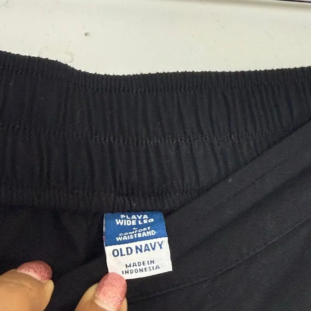 Old Navy Playa Wide Leg Comfort Waistband Black Pants Size L - Picture 4 of 10